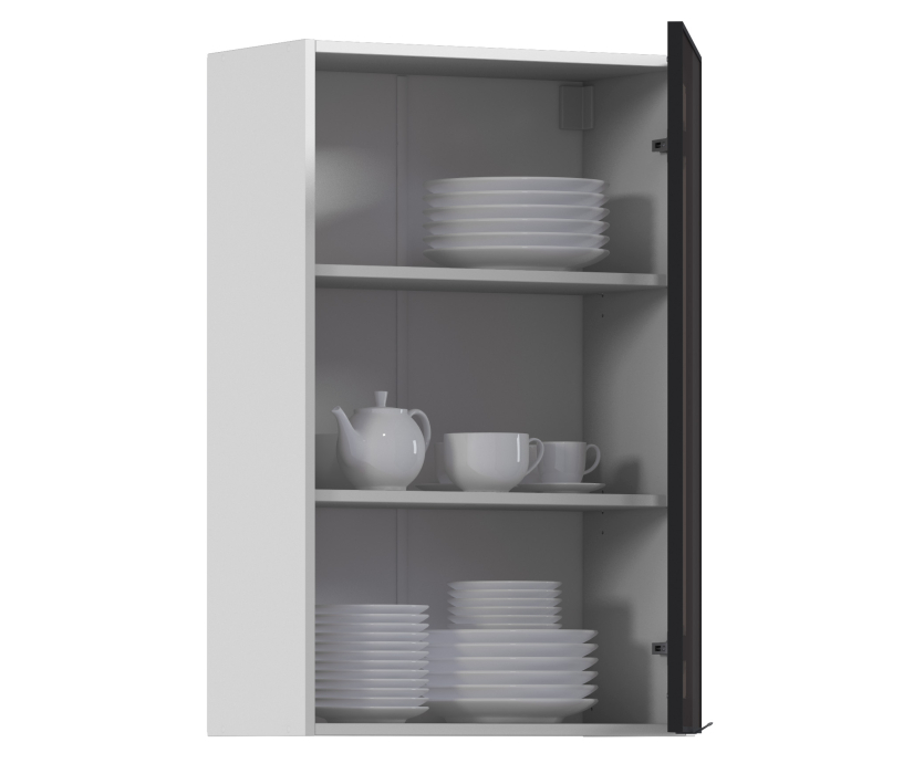 Навесные, Регина РП-160 Полка Белый/Витрина алюминий Черный матовый/стекло Бронза