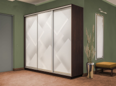 Шкафы-купе 3-х дверные, Шкаф-купе Экспресс 3-х дверный Фотопечать Квадрат Стекла 180х45х240