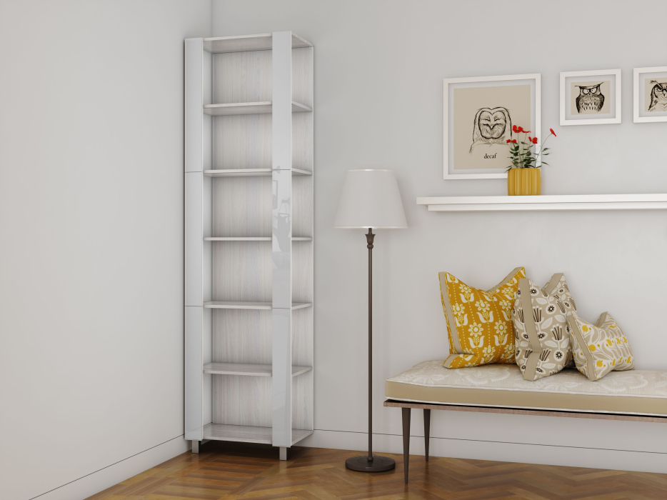 Открытые, Стеллаж модульный Универсальный 35х44х240 Белое стекло