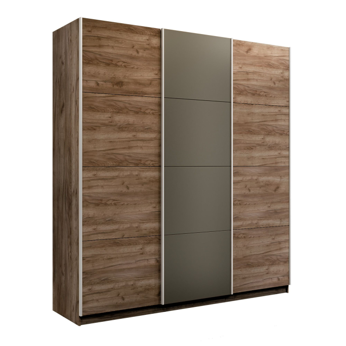 Шкафы-купе 3-х дверные, Шкаф-купе Эста 3-х дверный ДСП/Стекла хаки/Доводчик 300х66х240
