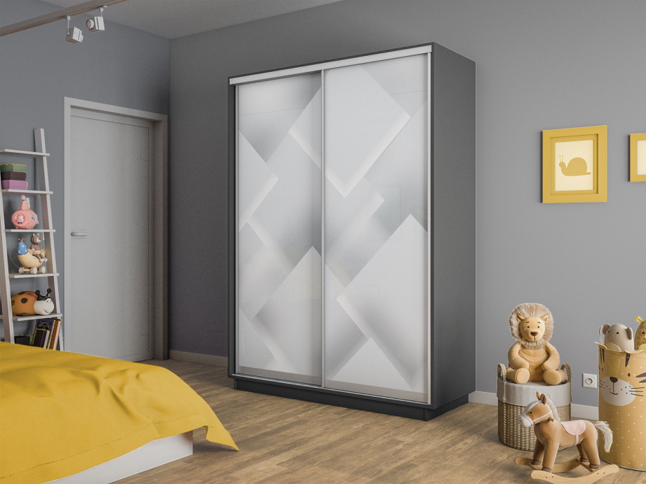 Шкафы-купе 2-х дверные, Шкаф-купе Экспресс 2-х дверный Фотопечать Квадрат Стекла 120х60х240