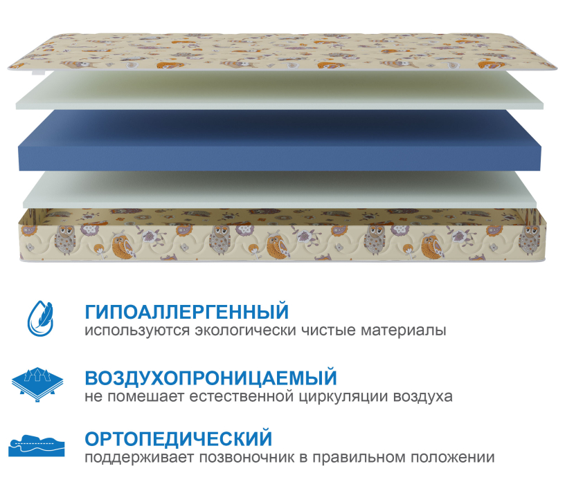Беспружинные матрасы, Матрас Здоровый сон-Дельфин 700х2000