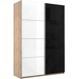 Шкаф-купе Прайм 2-х дверный Стекло белое/Стекло черное/Доводчики 160х57х230