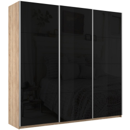 Шкаф-купе Прайм 3-х дверный Стекла черные/Доводчики 210х57х230