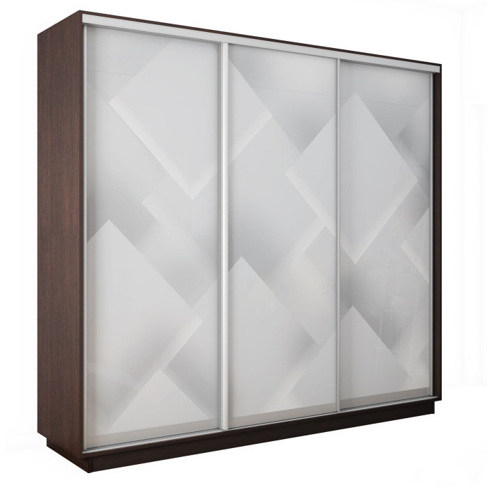 Шкафы-купе 3-х дверные, Шкаф-купе Экспресс 3-х дверный Фотопечать Квадрат Стекла 180х45х240