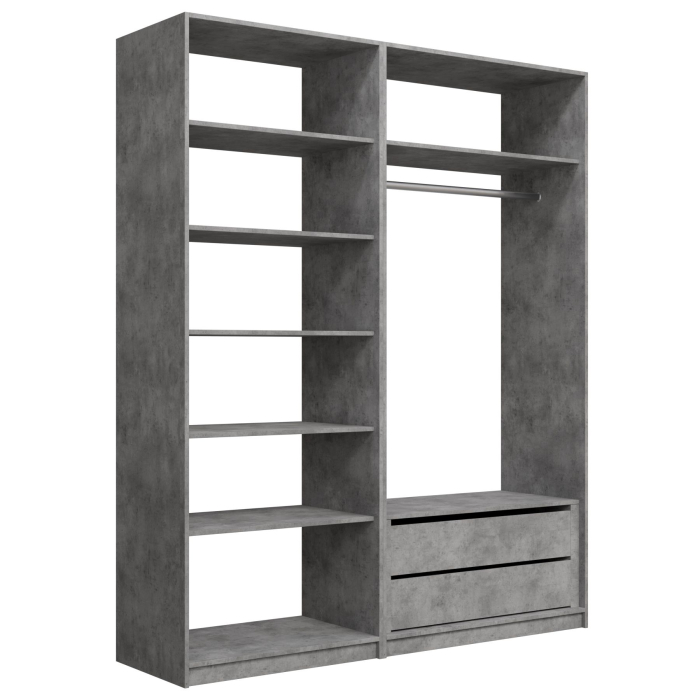 Гардеробные, Прямая гардеробная система с полками и модулем MOD_COMPL