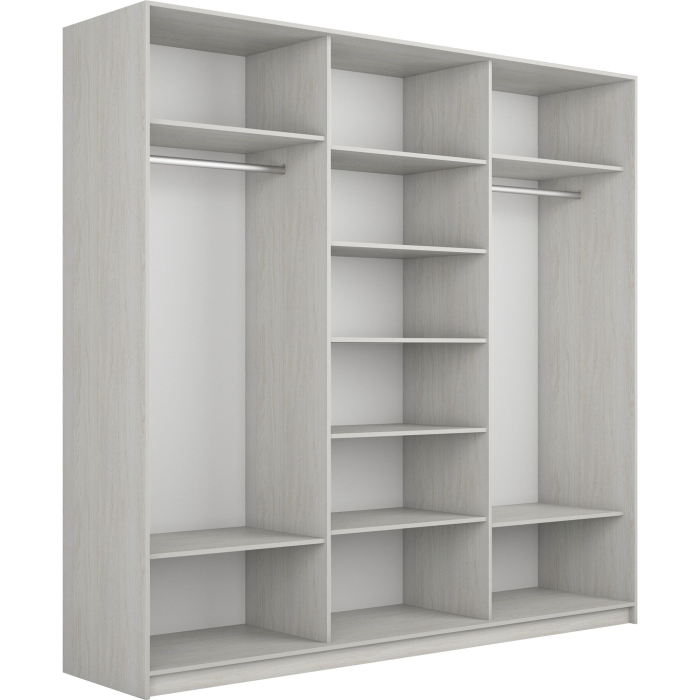 Шкафы-купе 3-х дверные, Шкаф-купе Прайм Широкий 3-х дверный Стекла пудра/Доводчики 240х57х230