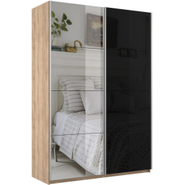 Шкаф-купе Прайм 2х дверный Зеркало/Стекло черное 160х57х230