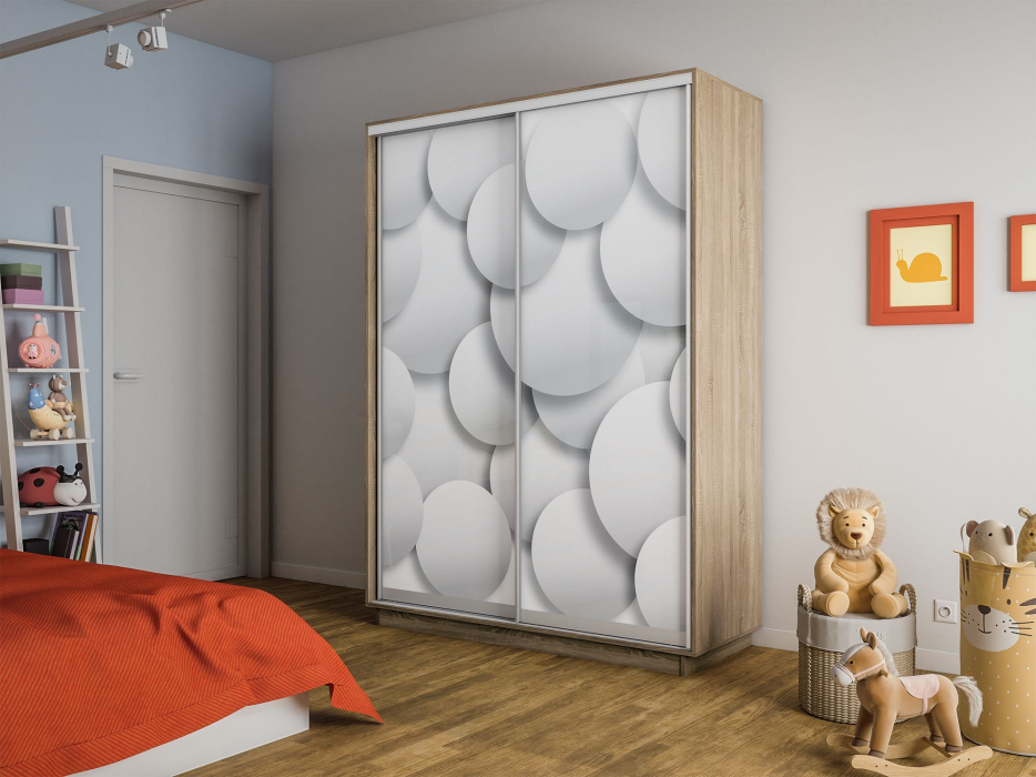 Шкафы-купе 2-х дверные, Шкаф-купе Экспресс 2-х дверный Фотопечать Шары Стекла 140х60х240