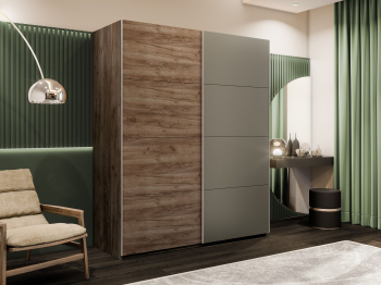 Шкаф-купе Эста 2-х дверный ДСП/Стекла хаки/Доводчик 200х66х240