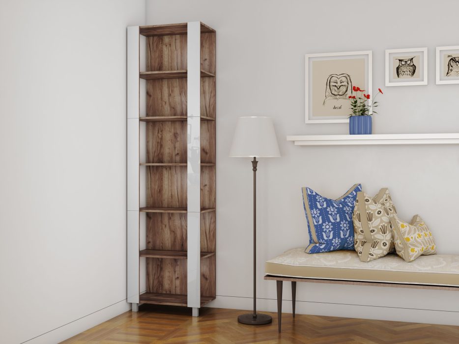 Открытые, Стеллаж модульный Универсальный 35х44х240 Белое стекло