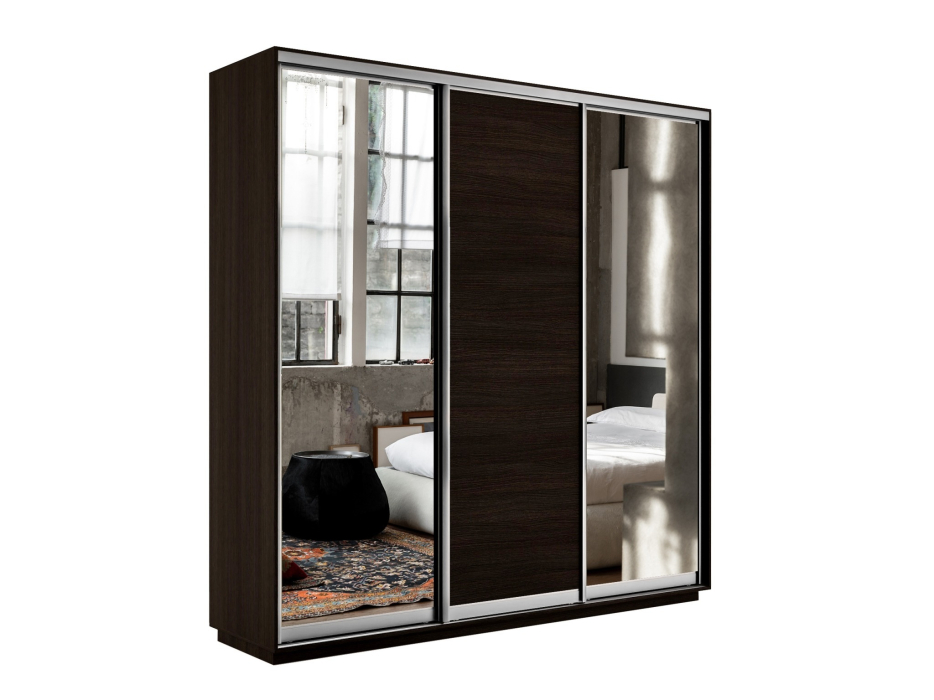 Шкафы-купе 3-х дверные, Шкаф-купе Экспресс Медиум (2 зеркала) трио 2200 x 1800 x 450