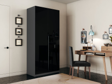 Шкафы распашные, Шкаф распашной Е1 Локер 101x52.5x220 см, с черным стеклом и модулем