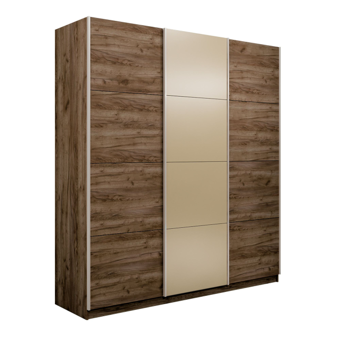 Шкафы-купе 3-х дверные, Шкаф-купе Прайм Широкий 3-х дверный ДСП/Стекла фисташка/Доводчики 240х57х230