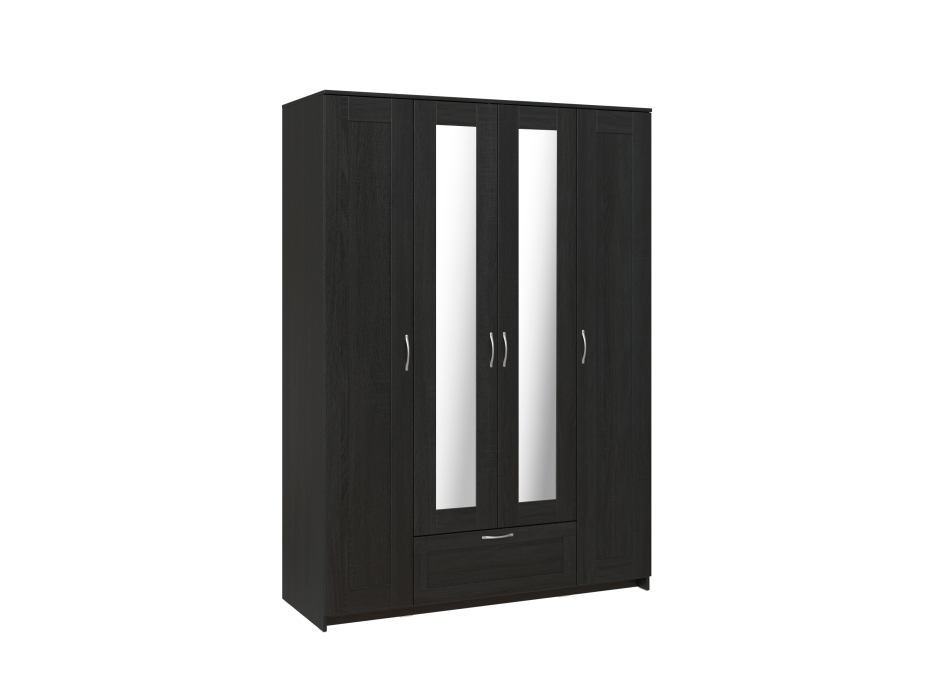 Шкафы распашные, Шкаф 4 двери и 1 ящик СИРИУС 156х59х220 (с 2 зеркалами)