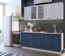 Кухонные гарнитуры, Кухня Вита 2,0 м Белый/Индиго МДФ