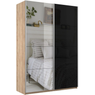 Шкафы-купе 2-х дверные, Шкаф-купе Прайм 2х дверный Зеркало/Стекло черное 120х57х230