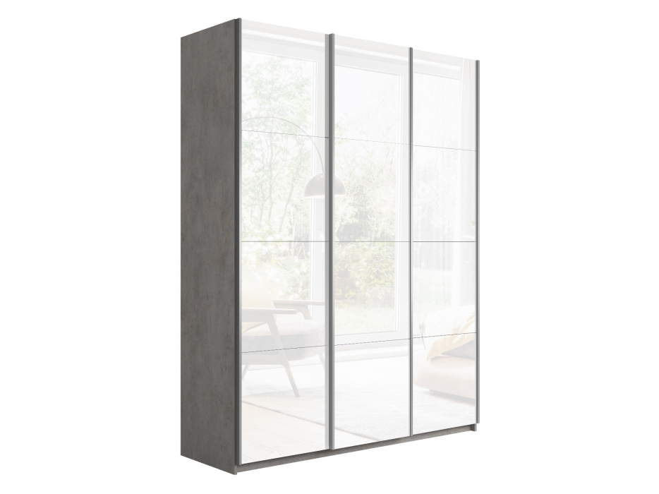 Шкафы-купе 3-х дверные, Шкаф Прайм трио Стекло белое 2300 x 2100 x 570