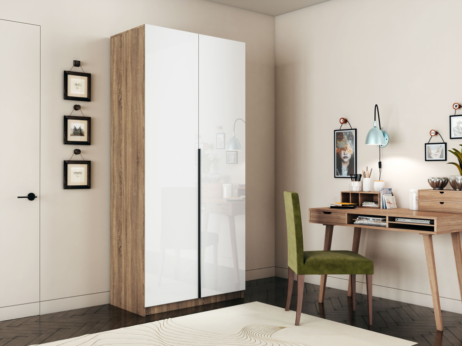 Шкафы распашные, Шкаф распашной Е1 Локер 101x52.5x220 см, с белым стеклом и модулем