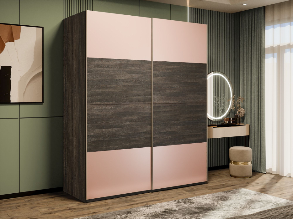 Шкафы-купе 2-х дверные, Шкаф-купе Эста 2-х дверный ДСП/Стекла пудра/Доводчик 160х66х240