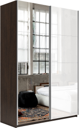 Шкаф-купе Прайм 2-х дверный Зеркало/Стекло белое/Доводчики 120х57х230