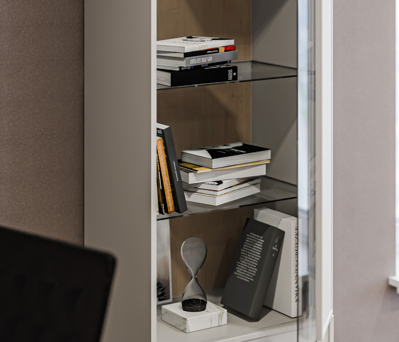 Шкафы распашные, Шкаф-витрина Милан СБ-3256 Серый/МДФ Светло серый