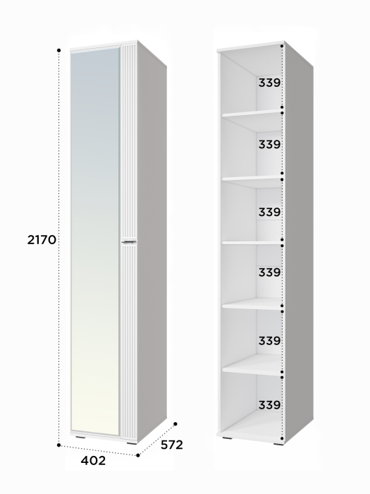 Шкафы одностворчатые, Шкаф-пенал Эмилия ЭЛ-15К с зеркалом