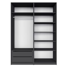 Распашной шкаф Локер 800+800 (Гармошка с системой Push to Move/Левый) с полками и ящиками справа