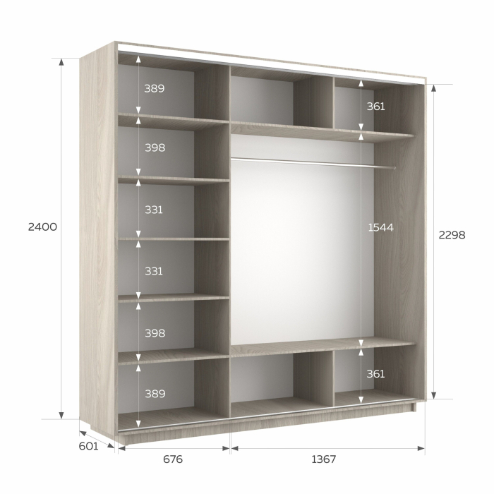 Шкафы-купе 3-х дверные, Шкаф-купе Экспресс 3-х дверный Фотопечать Ленты Стекла 210х60х240
