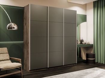 Шкаф-купе Прайм Широкий 3-х дверный Стекла хаки/Доводчики 240х57х230