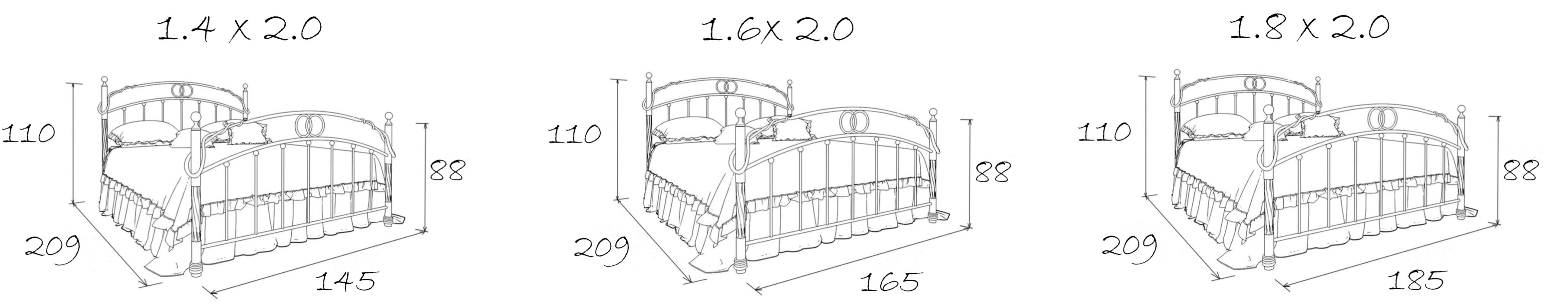 Кованые кровати, Кованая кровать Кармен 1.8 с двумя спинками