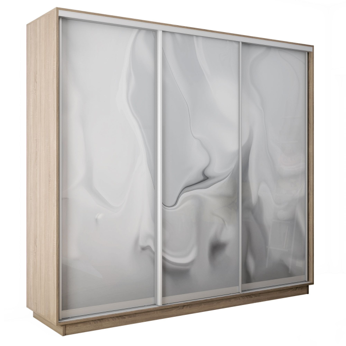 Шкафы-купе 3-х дверные, Шкаф-купе Экспресс 3-х дверный Фотопечать Шелк Стекла 240х45х220