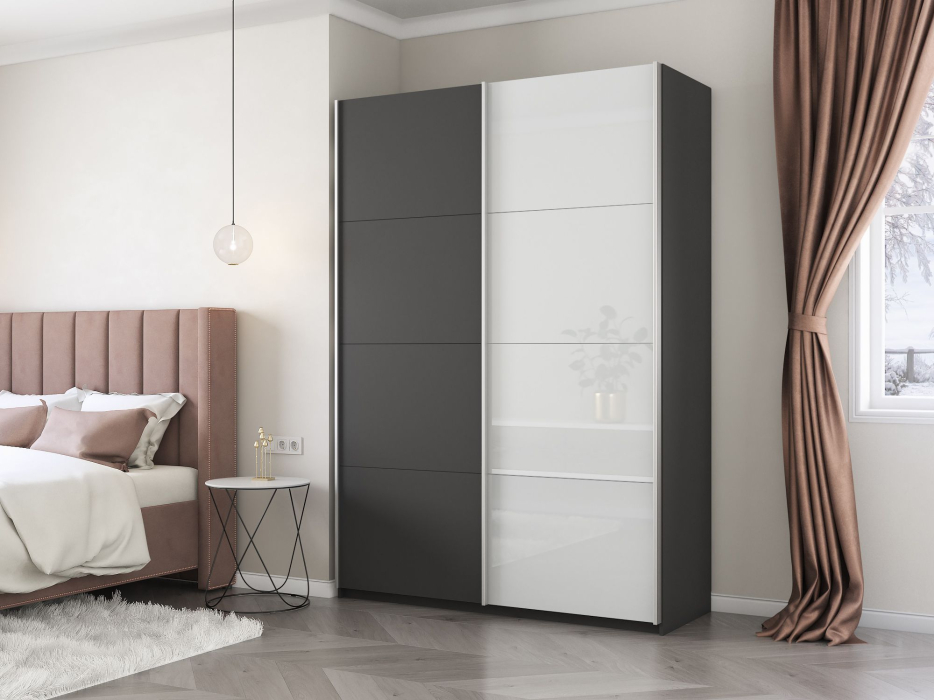 Шкафы-купе 2-х дверные, Шкаф-купе Прайм 2х дверный ДСП/Белый Глянец 140х57х230