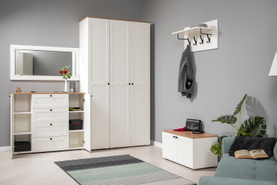 Комод Остин 16.221, белая шагрень, дуб золотой крафт