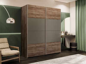 Шкаф-купе Эста 2-х дверный ДСП/Стекла хаки/Доводчик 160х66х240