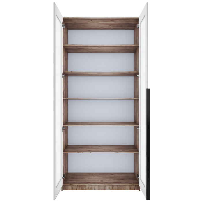 Шкафы распашные, Шкаф распашной Е1 Локер 101x52.5x220 см, с белым стеклом и полками