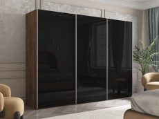 Шкафы-купе 3-х дверные, Шкаф Эста трио Стекло черное 2400 х 2400 х 660