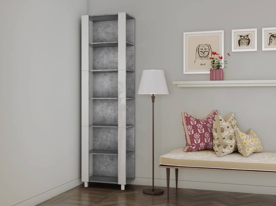 Открытые, Стеллаж модульный Универсальный 35х44х220 Белое стекло