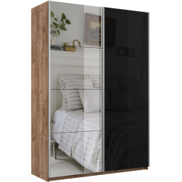 Шкаф-купе Прайм 2х дверный Зеркало/Стекло черное 160х57х230