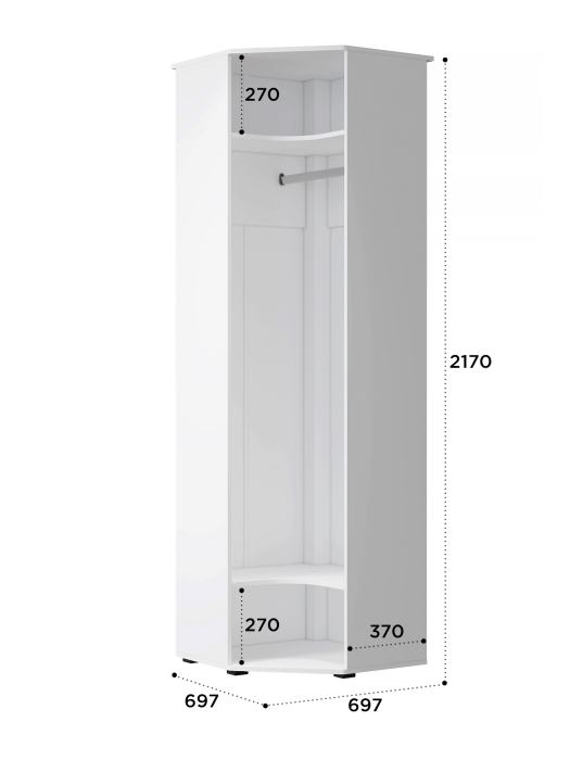 Угловые шкафы, Шкаф угловой Эмилия ЭЛ-14К с зеркалом