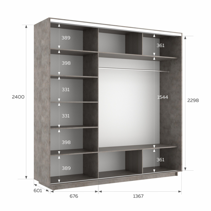 Шкафы-купе 3-х дверные, Шкаф-купе Экспресс 3-х дверный Фотопечать Калейдоскоп Стекла 210х60х240