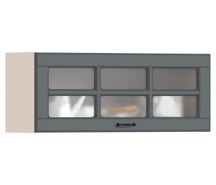 Регина РП-290 Полка гориз с витриной Песочный/МДФ Серый матовый