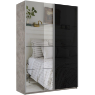 Шкафы-купе 2-х дверные, Шкаф-купе Прайм 2х дверный Зеркало/Стекло черное 140х57х230