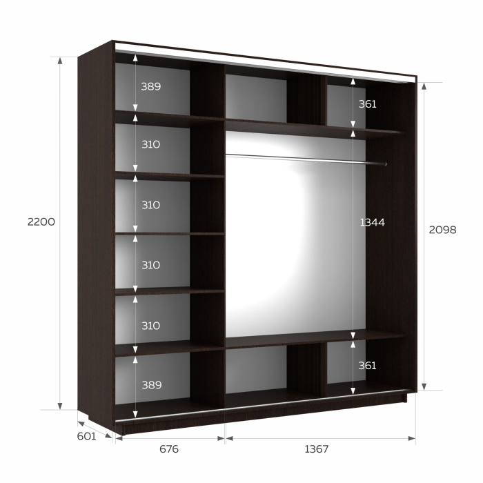 Шкафы-купе 3-х дверные, Шкаф-купе Экспресс 3-х дверный Фотопечать Калейдоскоп Стекла 210х60х220