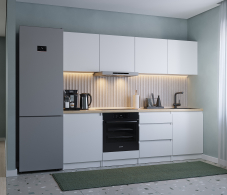 Кухонные гарнитуры, Кухонный гарнитур Леон прямой 240 см, белый