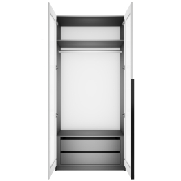 Шкаф распашной Е1 Локер 101x52.5x220 см, с белым стеклом и модулем