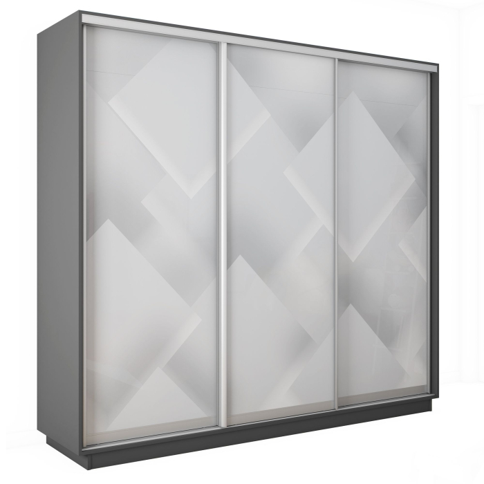 Шкафы-купе 3-х дверные, Шкаф-купе Экспресс 3-х дверный Фотопечать Квадрат Стекла 210х60х240