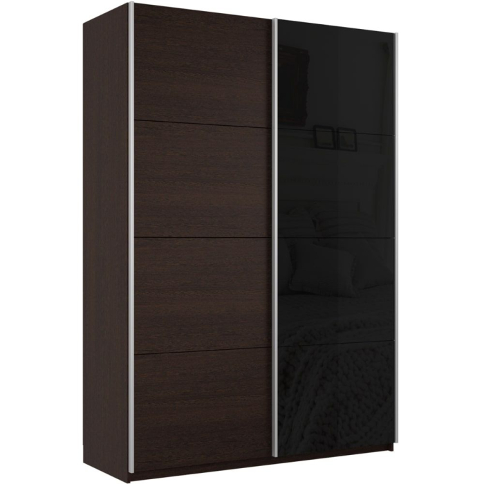 Шкафы-купе 2-х дверные, Шкаф-купе Прайм 2х дверный ДСП/Стекло черное 120х57х230