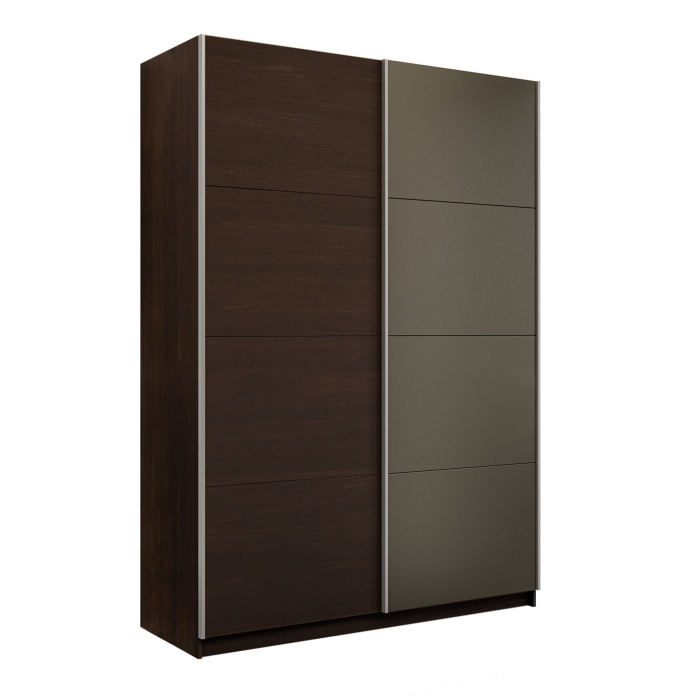 Шкафы-купе 2-х дверные, Шкаф-купе Прайм 2-х дверный ДСП/Стекло хаки/Доводчики 140х57х230
