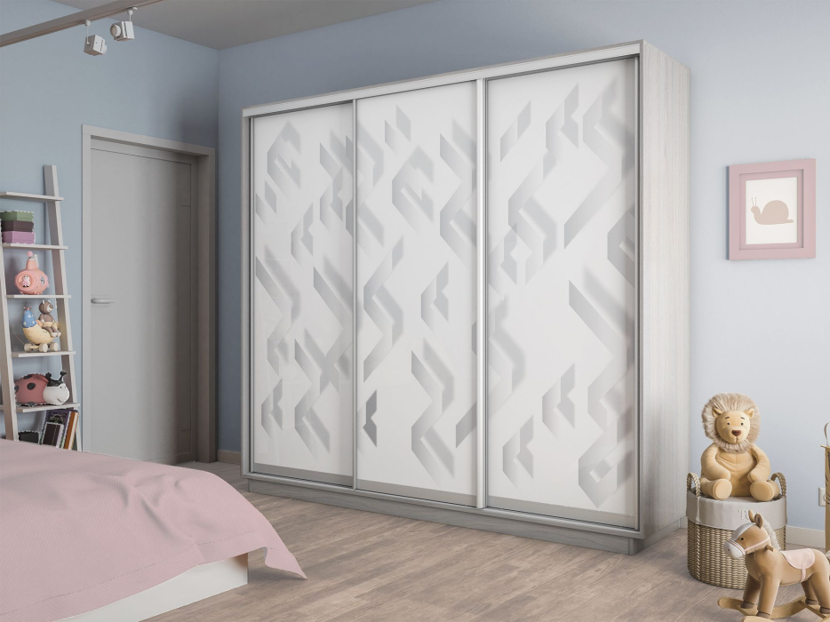 Шкафы-купе 3-х дверные, Шкаф-купе Экспресс 3-х дверный Фотопечать Ленты Стекла 210х60х240